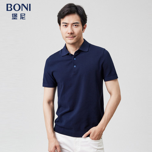 BONI/堡尼2023春夏新品商务翻领POLO衫棉混纺短袖T恤男LP267D22B
