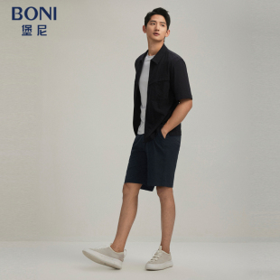 天丝混纺上衣运动套休闲短裤 翻领短袖 NR367C81H 堡尼春夏新品 BONI