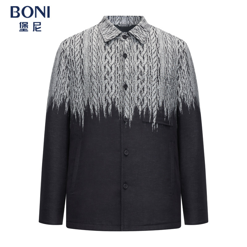 BONI/堡尼秋冬新品翻领休闲夹克轻商务全棉短款茄克衫男FS580341C