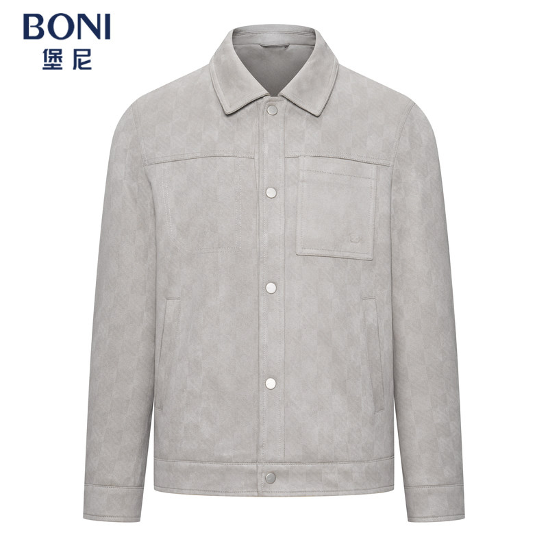 BONI/堡尼秋冬新品翻领商务夹克衫短款休闲保暖茄克外套TFW84161B
