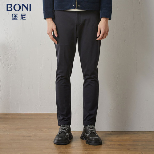 BONI/堡尼秋冬新品商务裤装混纺修身休闲裤纯色时尚长裤KM667321A