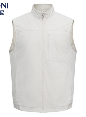 堡尼春夏新品拉链立领马甲棉混纺休闲马夹净色无袖外套FT236M61B