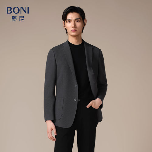 BONI/堡尼新品商务西服羊毛混纺针织单西上装休闲西装男CS645022B