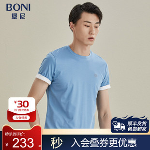 新品 BONI T恤夏季 休闲短袖 圆领纯棉男上衣LL265A64B 堡尼男士