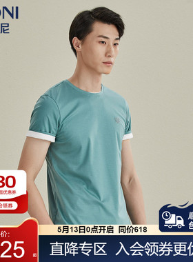 BONI/堡尼男士休闲短袖T恤夏季新品圆领纯棉男上衣LL243A64B
