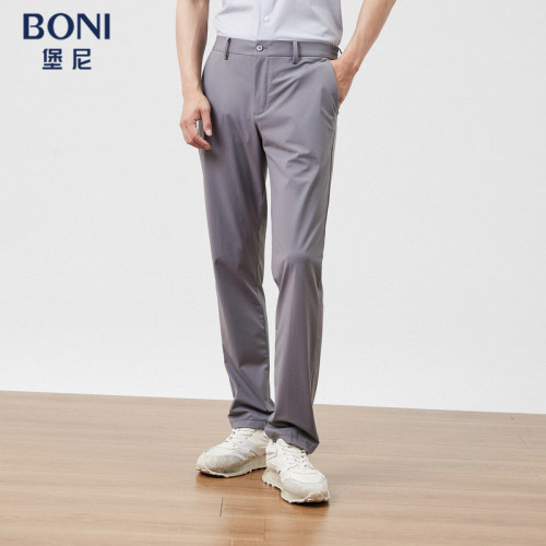 BONI/堡尼春夏新品锦纶混纺休闲裤商务修身男士长裤TKP85041A