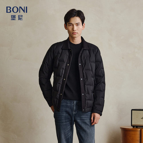 堡尼秋冬新品商务翻领净色短款羽绒服休闲鹅绒保暖外套EU780071B