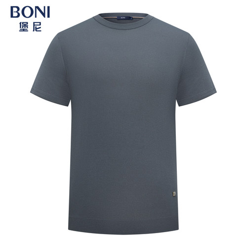 BONI/堡尼春夏新品轻商务净色圆领T恤休闲混纺体恤衫男LT240B01B