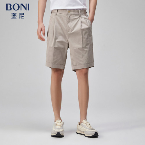 BONI/堡尼春夏新品短裤男士五分裤时尚工装裤纯色休闲裤KL336201B