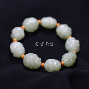 《前堂罗汉》和田玉山料双面18罗汉手串