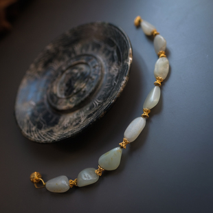 【玉串串】和田玉籽料原石18K金22k金手链手串