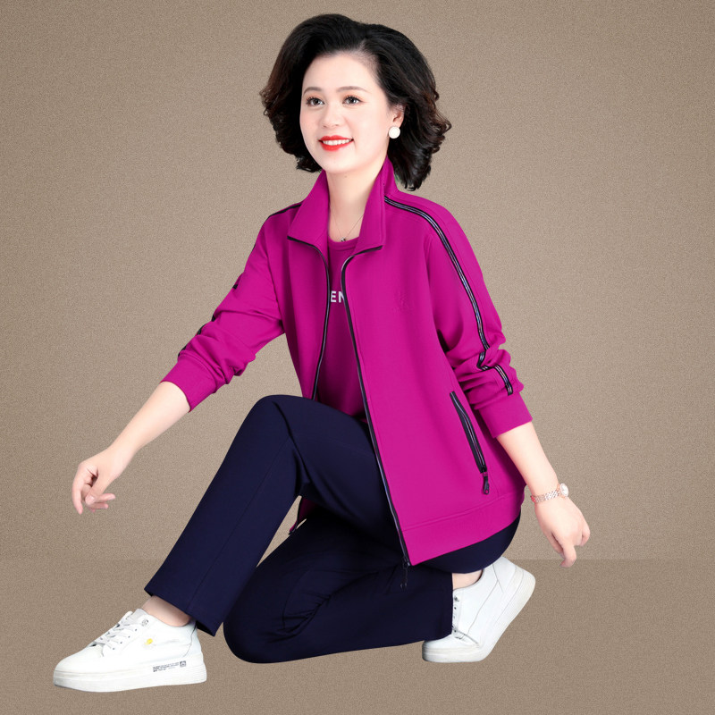 中年运动套装女春秋季2025新款洋气减龄中老年妈妈宽松大码休闲服