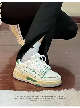 美式小众鞋子高街ins潮心电图原创chic港味绿色运动鞋板鞋男女款