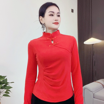 新中式国风半高领打底衫女