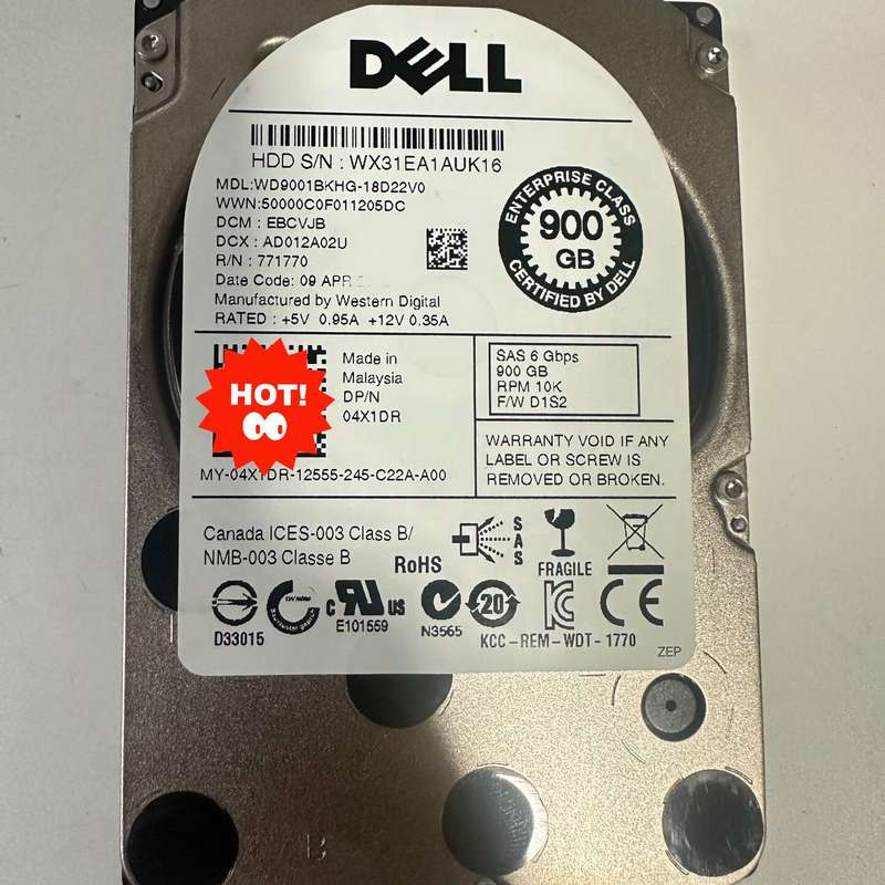 Dell/戴尔 900G SAS 10K 04X1DR 90--议价商品