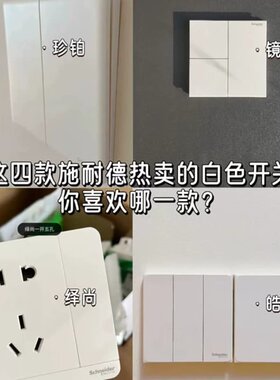 施耐德境尚芙蕾白系列绎尚五孔开关插座面板淡奶咖皓呈薄雾灰奶油