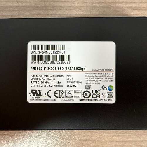 全新三星PM883 240G 2.5寸企业级SSD--议价商品