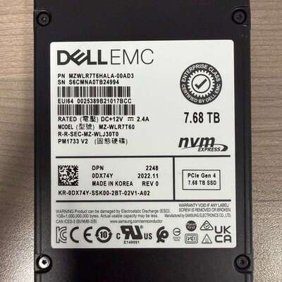 戴尔EMC PM1733 V2 7.68TB NVMe企业级--议价商品