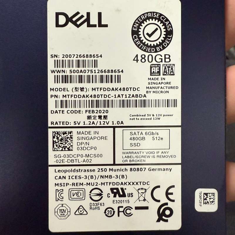 出Dell/戴尔企业级SSD固态硬盘,480GB容量,型号M--议价商品