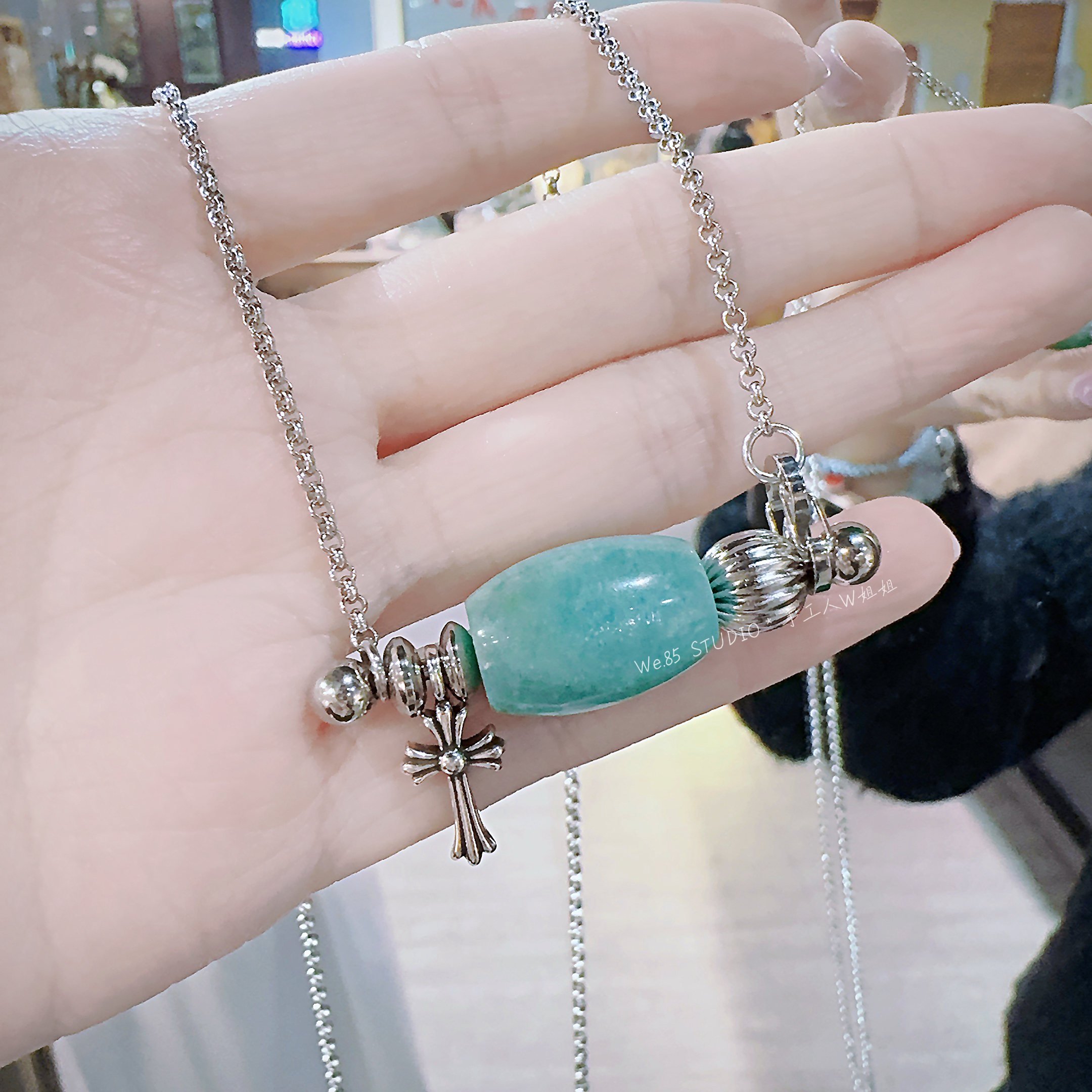 原创设计天然石项链小众设计感高级轻奢气质百搭锁骨链毛衣链男女