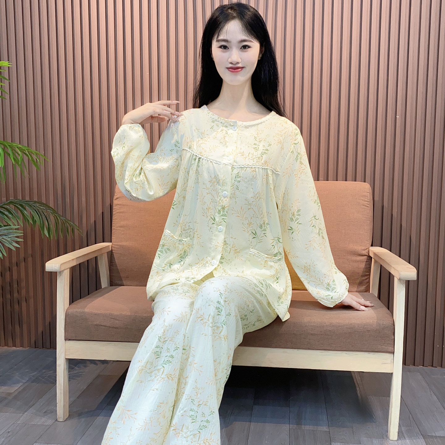 纯云朵棉绸睡衣女款秋2025新睡衣/家居服套装