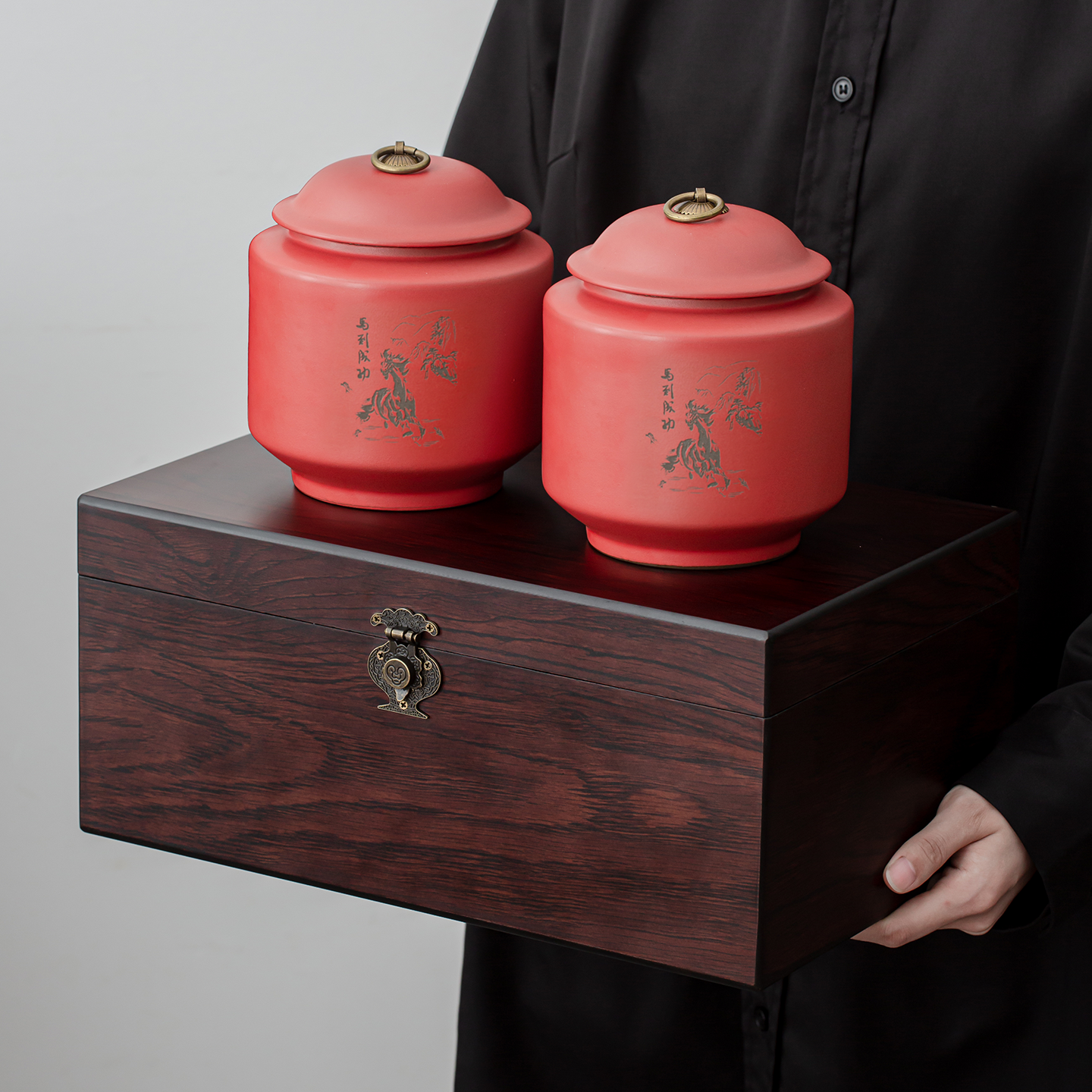 高档木盒茶叶包装礼盒装空盒子通用陶瓷密封罐红茶绿茶礼品盒新款