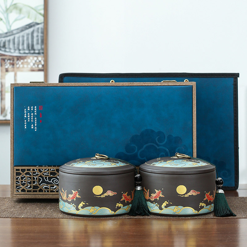 新款紫砂陶瓷茶叶罐包装盒空礼盒装空盒定制红茶绿茶金骏眉礼品盒