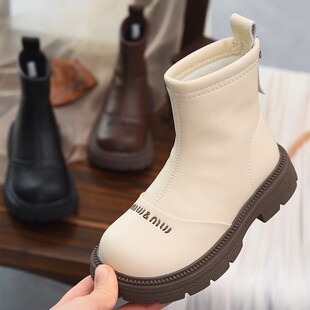 女童靴子儿童皮靴马丁靴2025新款秋真皮防滑二棉女孩防水短靴洋气