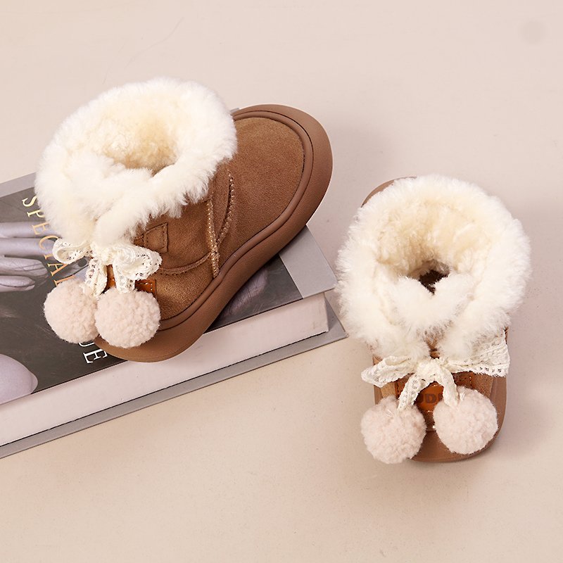 女童雪地靴皮毛一体洋气公主棉靴