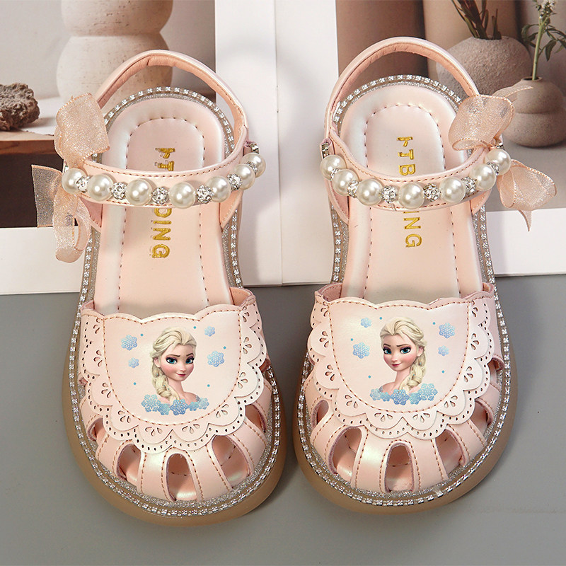 儿童凉鞋真皮女童夏鞋包头艾莎童鞋2025夏季新款女孩软底公主鞋子