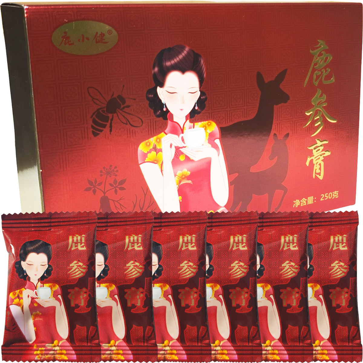 鹿小健鹿参膏250g/盒吉林双阳特产馈赠礼品长白山鹿制品人参制品