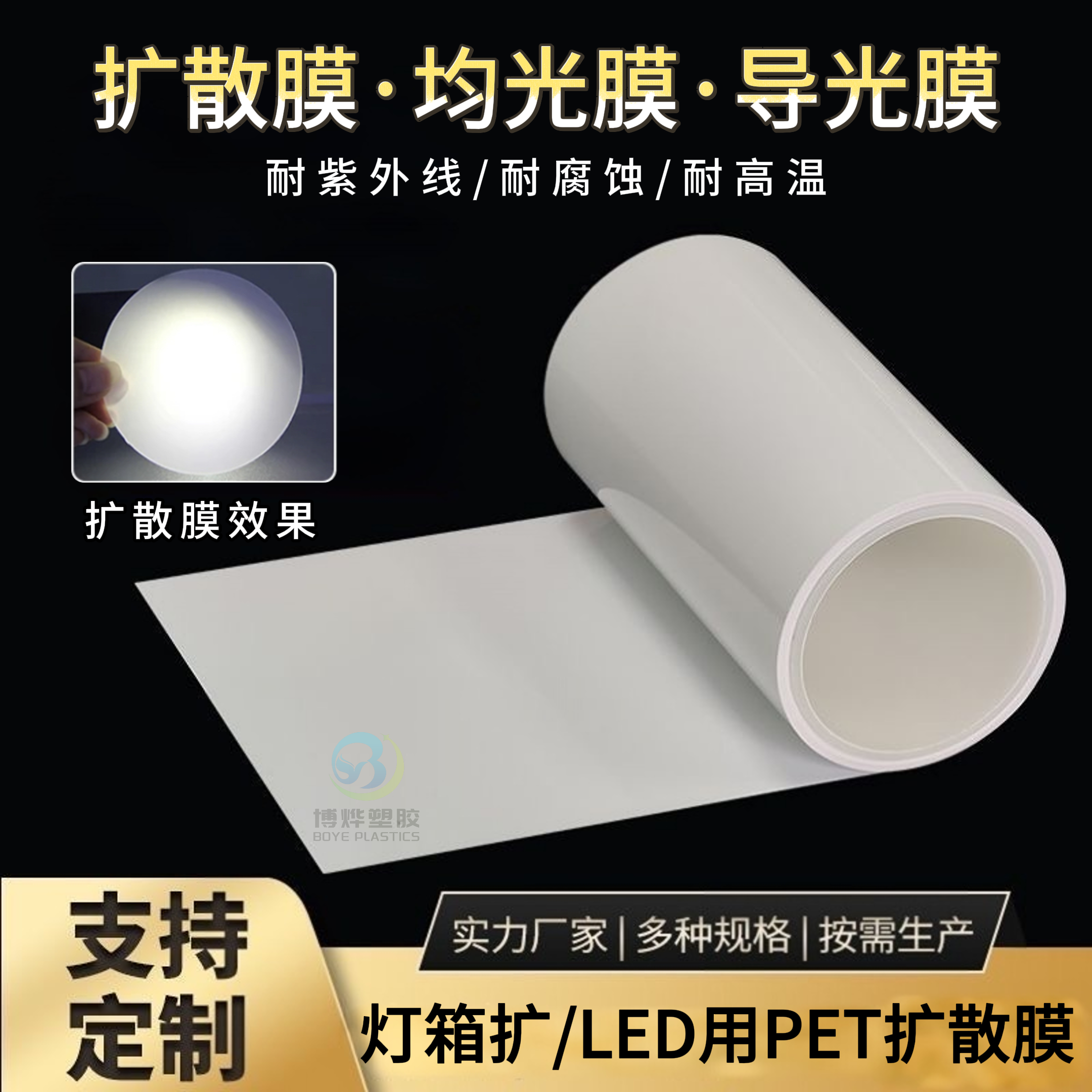 led背光源pet均光膜匀光扩散膜柔光膜导光超薄面板灯箱专用可背胶