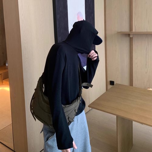 晨树  skinny360度连帽长袖/亲肤绒感打底长袖T恤/秋冬纯色卫衣