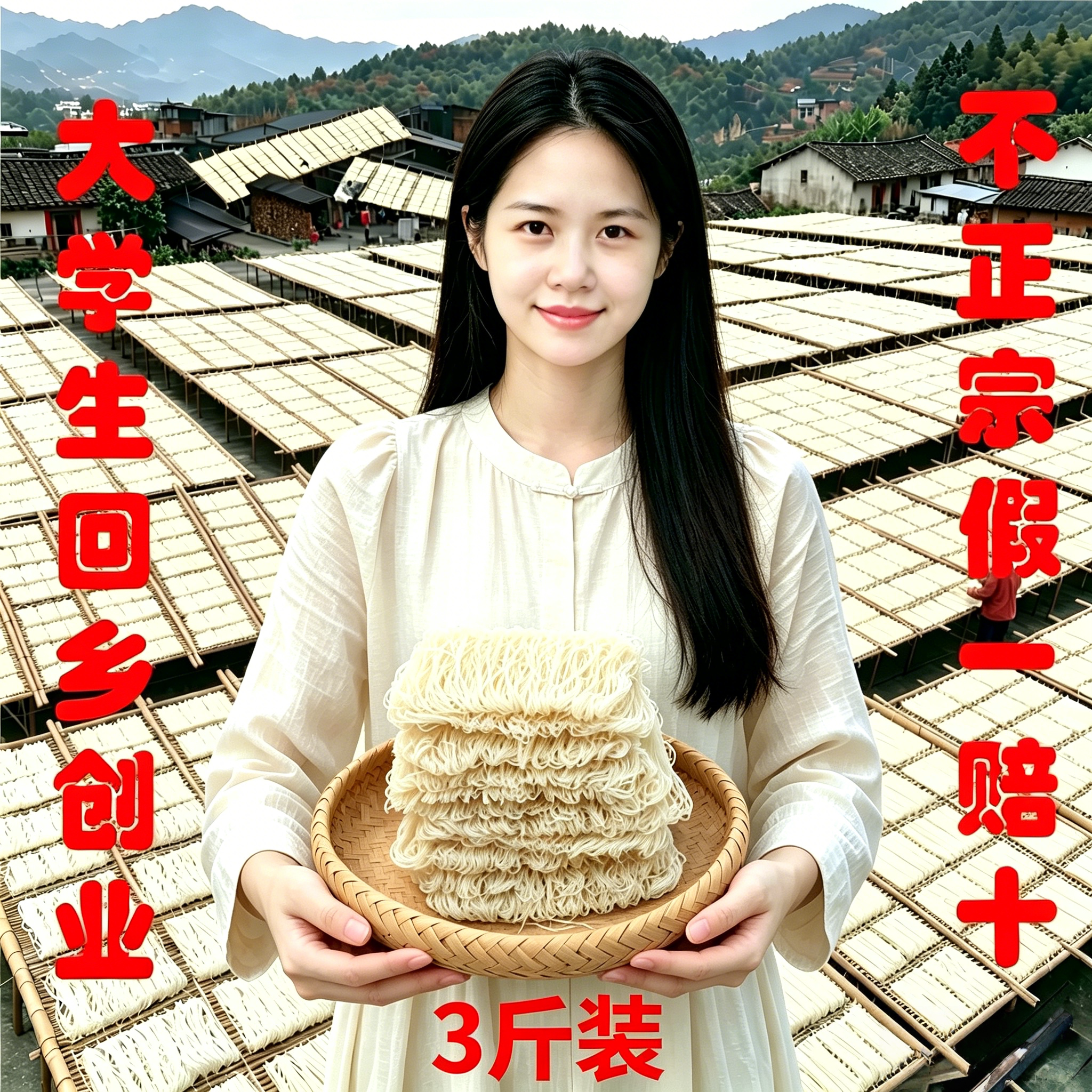 正宗湖头米粉3斤装泉州特产水粉 自产自销农家米线粉丝 不正包退