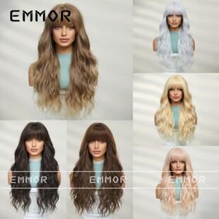 元 气齐刘海水波纹长卷发假发全头发型wigs 时尚 SHIEN迎春新品