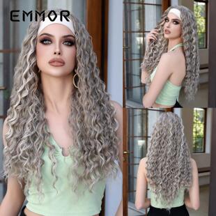 蓬松显白整顶发套wigs 欧美风假发女灰色发带拉美卷长卷发时尚