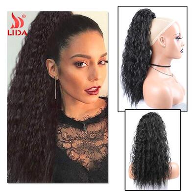 速卖通假发欧美抽绳化纤马尾长卷发Drawstring ponytail 利达