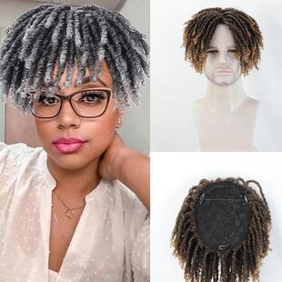 外贸欧美化纤渐变卷蓬松脏辫短款头套 Dreadlock wigs 许昌厂家