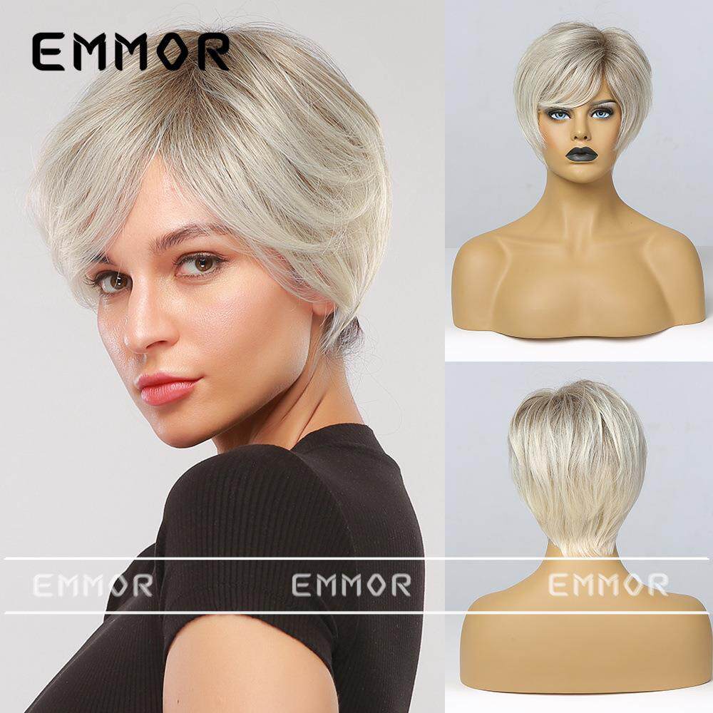 Emmor欧美亚马逊老奶奶款短女士整顶假发