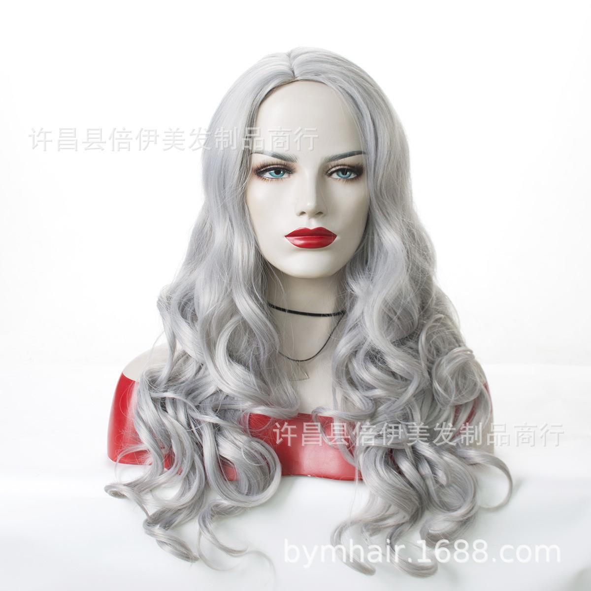 外贸新款款假发女中分长卷发时尚女士整顶假发