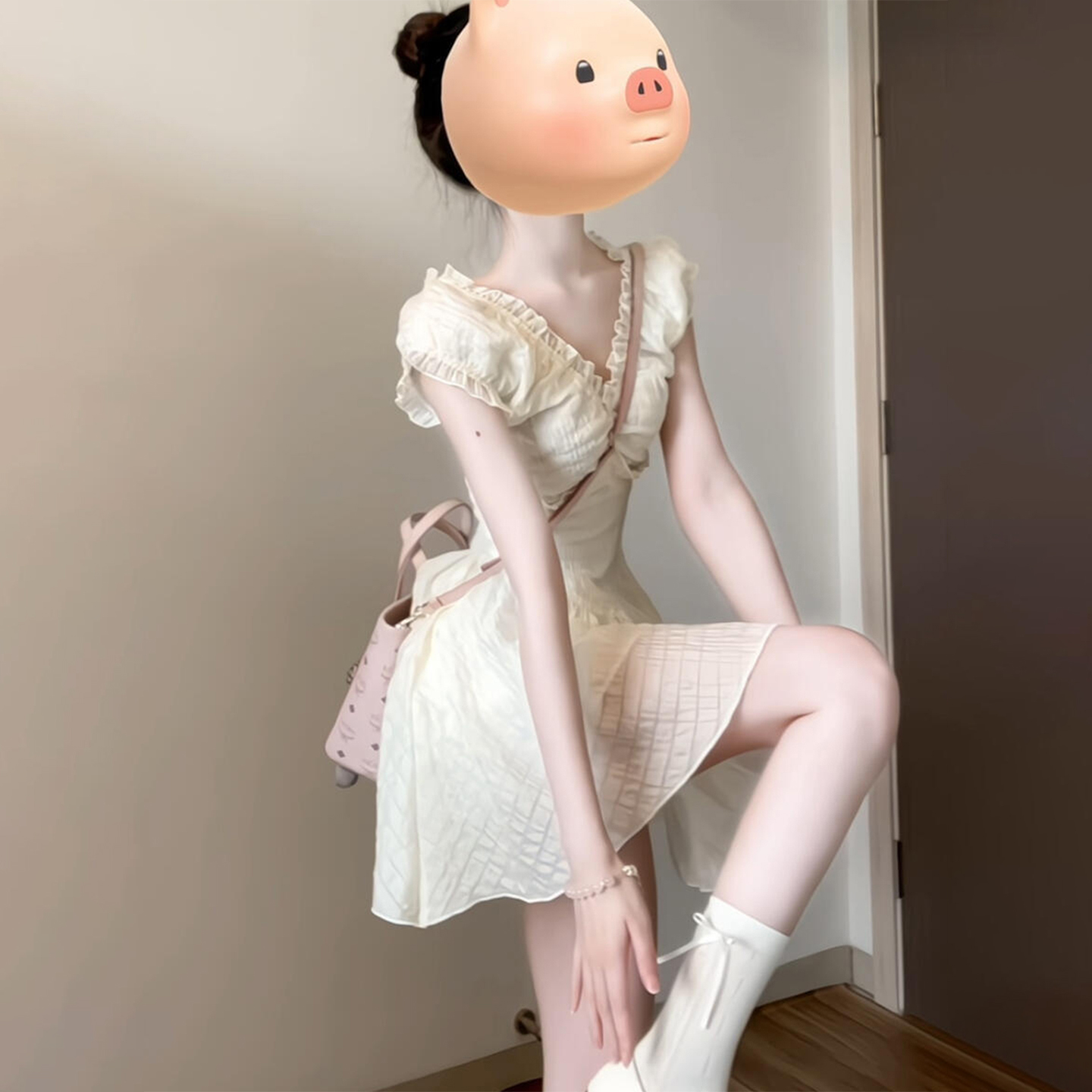 Selena法式蕾丝花边连衣裙子女2025年新款夏日绝美气质收腰蓬蓬裙