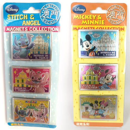 澳门纪念品 迪士尼米奇 米妮 史迪仔 澳门迪士尼 冰箱贴 3合1磁贴