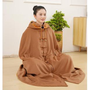冬季 打坐披风加厚毛绒保暖静坐禅修披风观音斗篷大衣僧服 男女同款