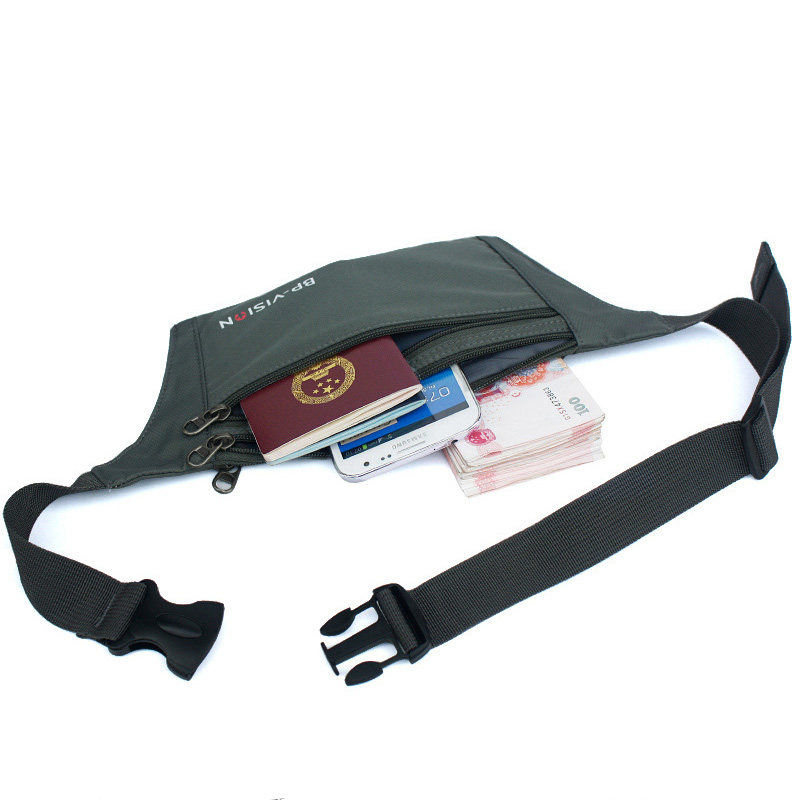小防盗隐形腰包横款多功能超薄男女款运动贴身跑步手机包旅游护照