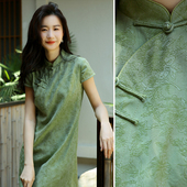 夏日常新中式 白简朱衣原创设计 精致提花小袖 旗袍