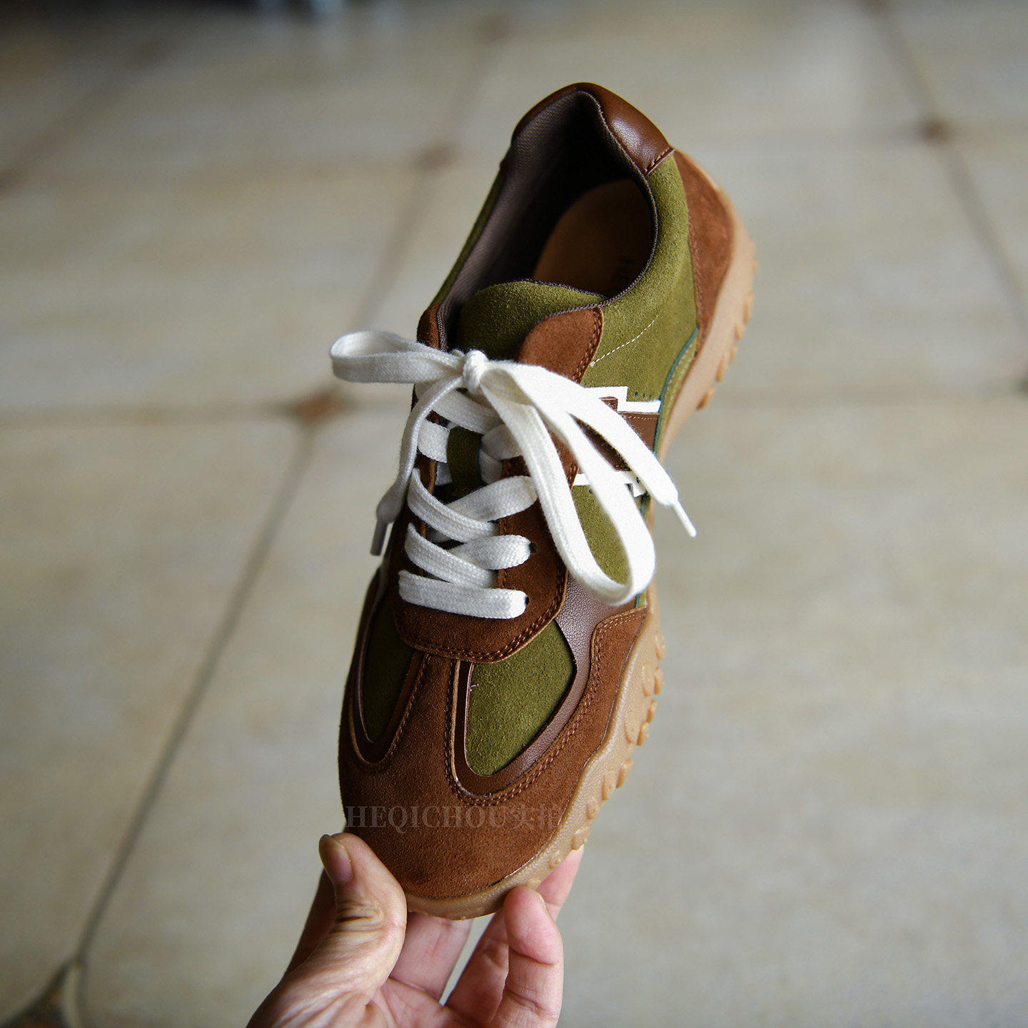 何其丑软真皮复古软底德训鞋女春秋新款圆头平底系带户外休闲鞋潮,女鞋,德训鞋,淘宝优惠券,粉丝福利购,淘宝优惠卷