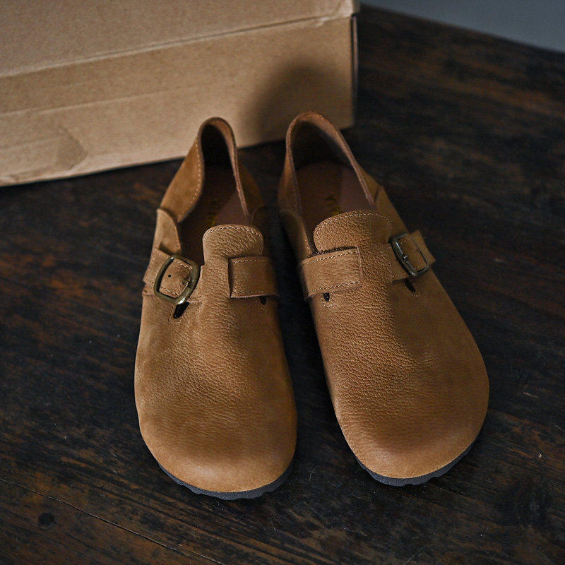 何其丑超软牛皮厚底全包勃肯鞋女2026春季新款复古真皮平底单鞋女,女鞋,勃肯鞋/软木鞋,淘宝优惠券,粉丝福利购,淘宝优惠卷