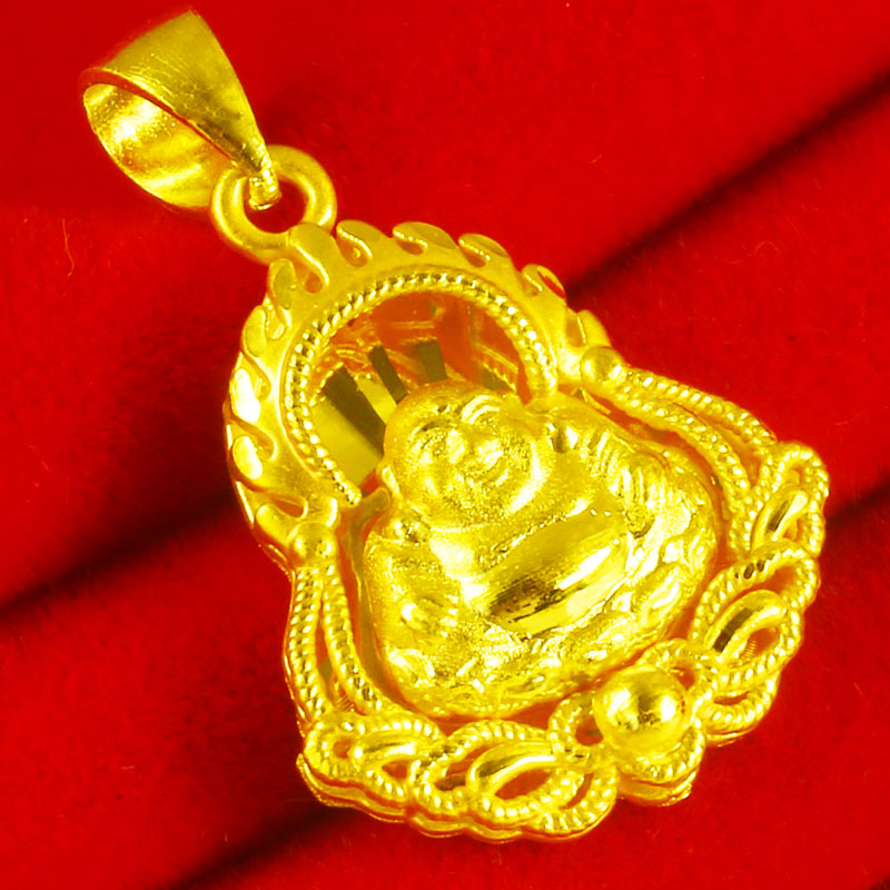 正品黄金项链吊坠999足金坠子女款24K纯金挂坠米勒佛纯金佛送女友
