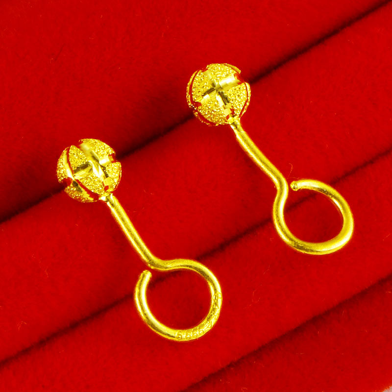 正品黄金耳钉9999足金男女款耳环弯钩纯金饰品真金子圆珠球形单只