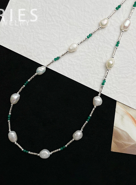 S925纯银巴洛克珍珠女小众项链